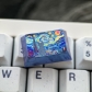 1U Ice Crystal Anodizing Color Ti-alloy Artisan Keycaps Precision Pointillism for Mechanical Keyboard -Starry Night Cat